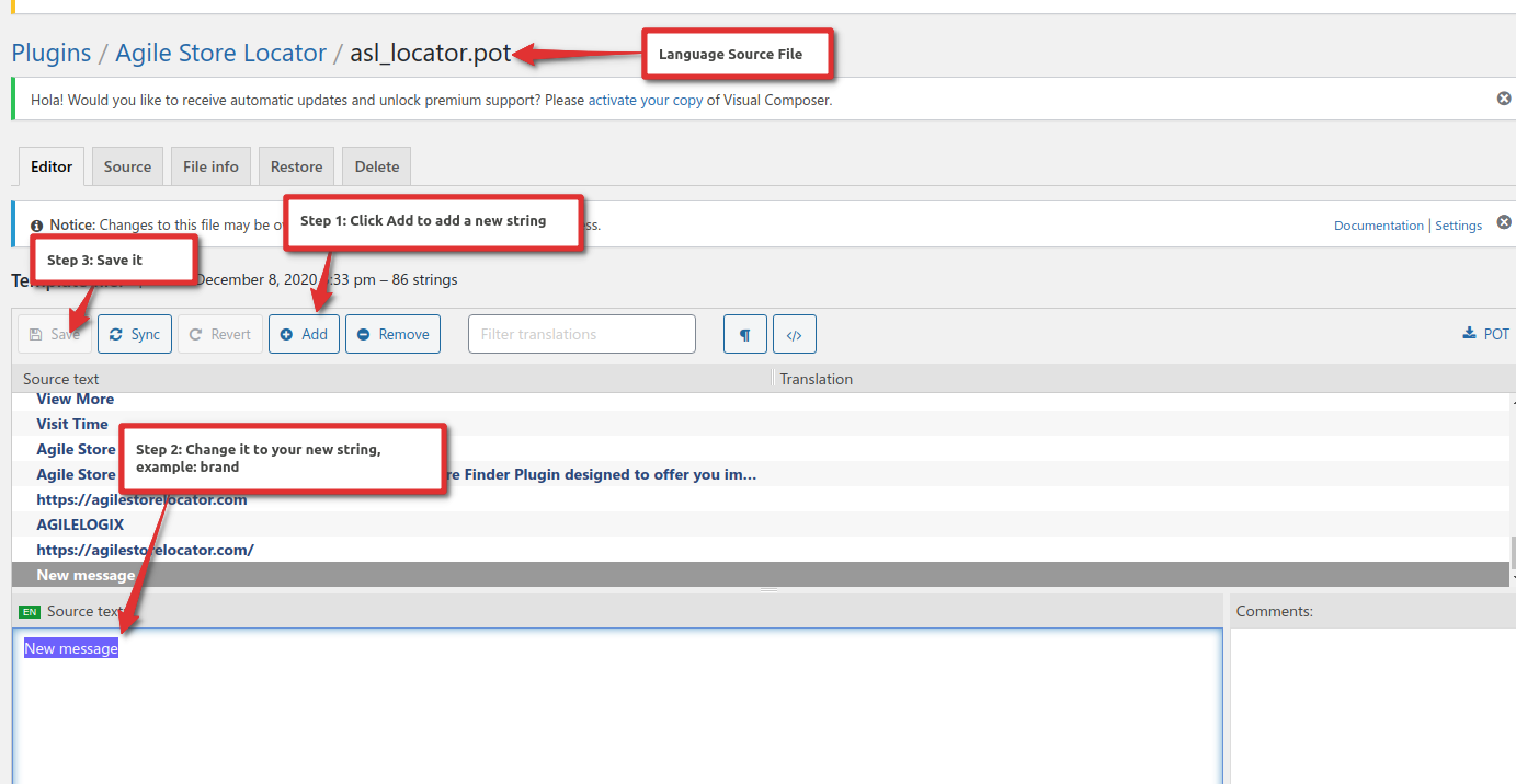 Labels and Translation of Store Locator 14 language add new string