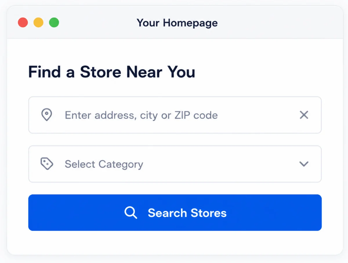 Find a store near you search widget card