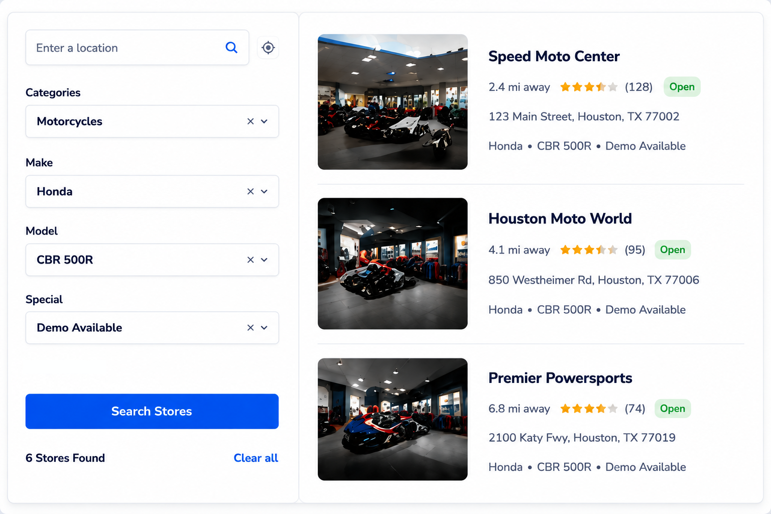 Location page preview with map, business info, photos and services