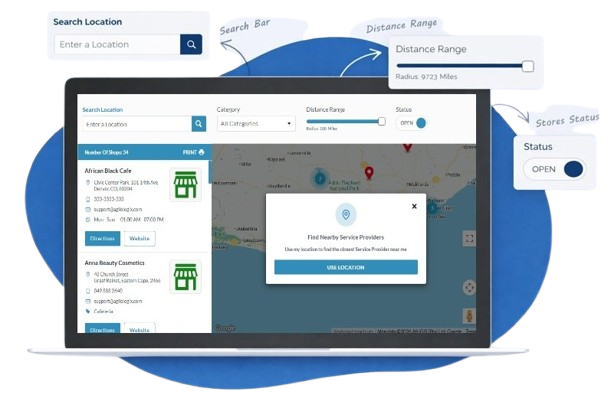 Agile Store Locator on laptop and phone