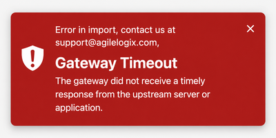Import/Export Stores Data 4 gateway error import