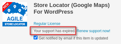 How to get Store Locator Purchase Code? 7 support expired envato