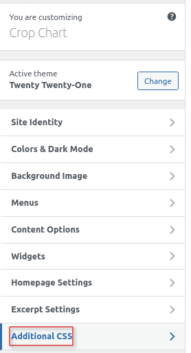 Additional CSS Additional CSS Menu