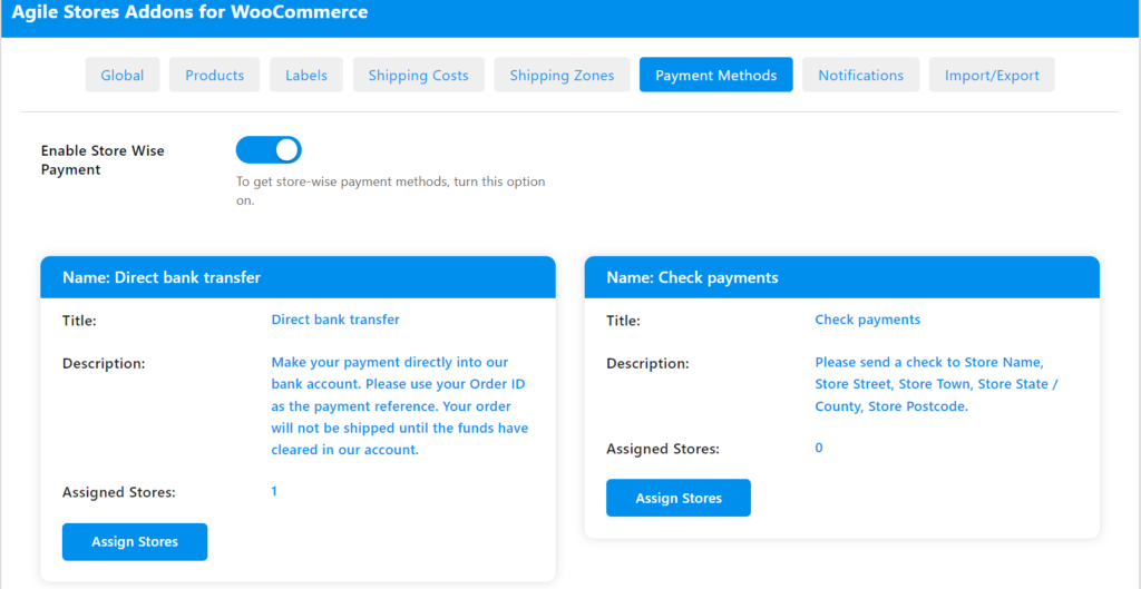 Payment Methods 1 Payment Methods Tab