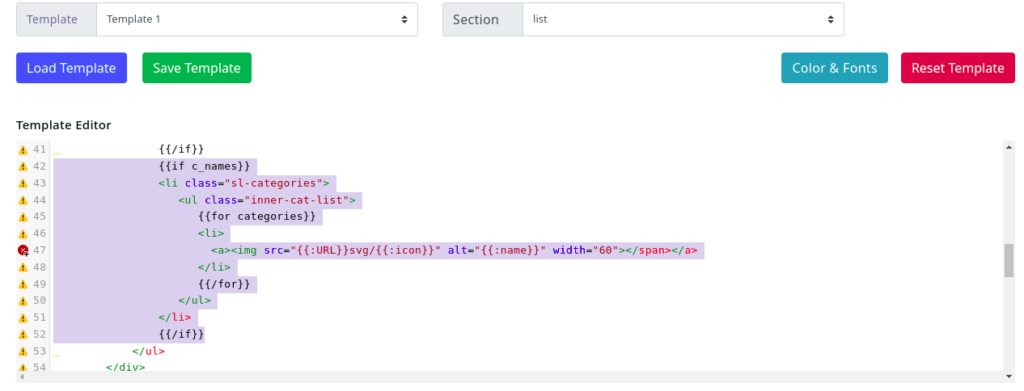 How can I remove the categories icon from Store Locator Template? 2 remove categories