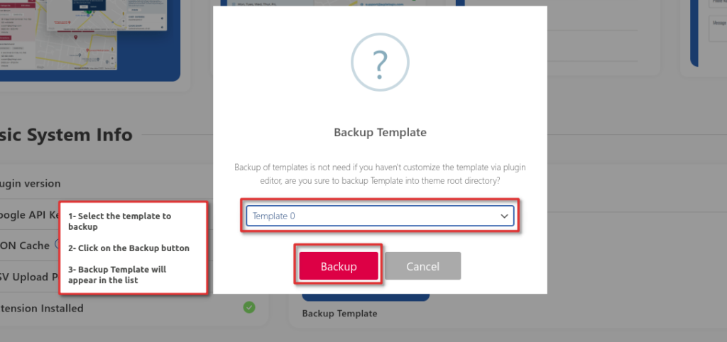 How we can Customize the Template without modifying Core Plugin? 3 backup template step 2