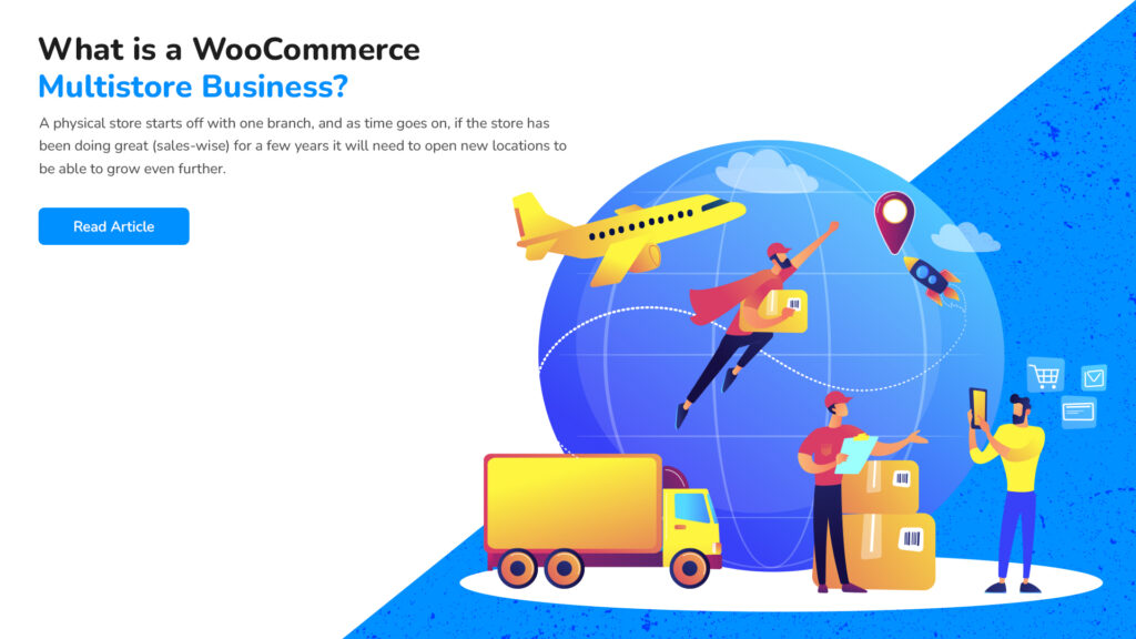WooCommerce Multistore: An Ultimate Guide to Handle WooCommerce Stores and Products 1 a large globe many people carrying out shipping tasks.