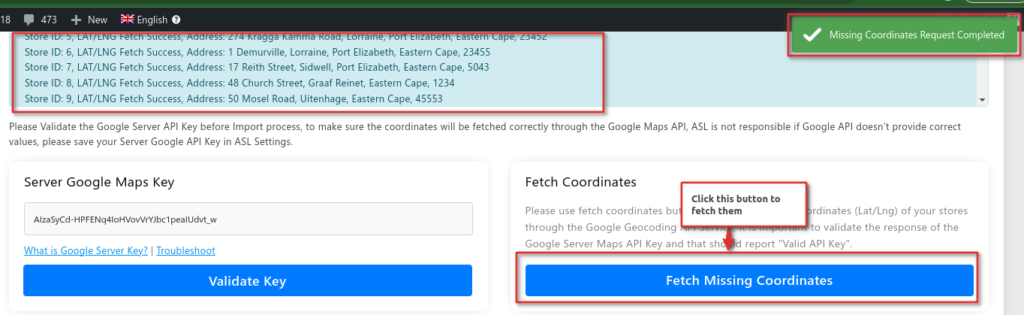 Validate your Server API Key 4 fetch coordinates