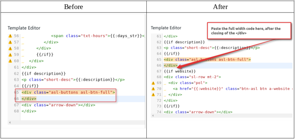 Add Call to Action buttons in Infobox 7 full width code