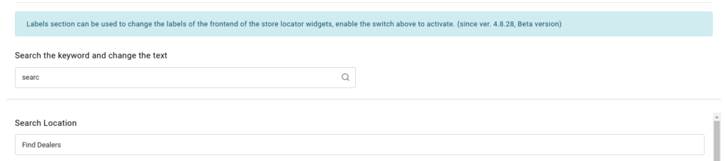 Labels and Translation of Store Locator 3 label change example backend