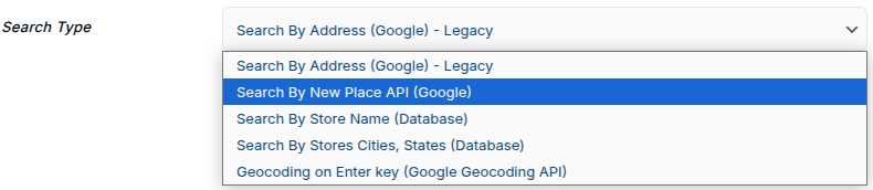 Types of Searches in the Store Locator 3 place api new option