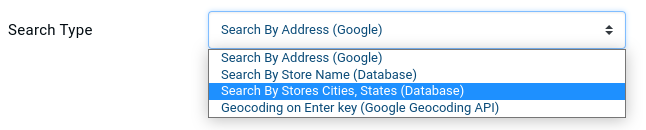 Types of Searches in the Store Locator 4 search by database values
