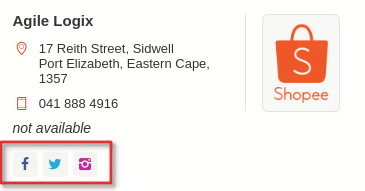 Social Icons in the Store Locator List 3 social icon list for store