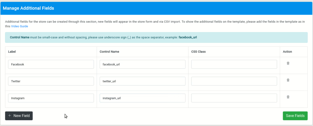 Social Icons in the Store Locator List 1 social icons fields