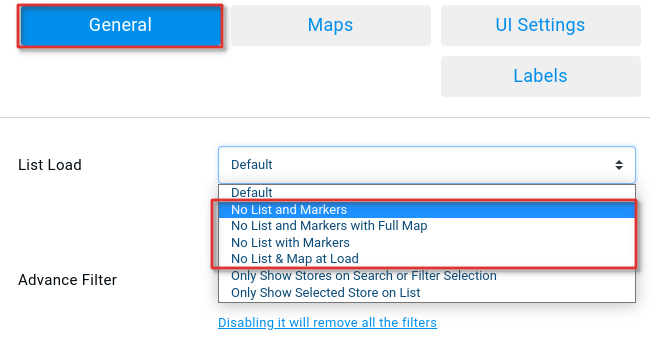 Hide Stores on the Page Load 1 no stores on load