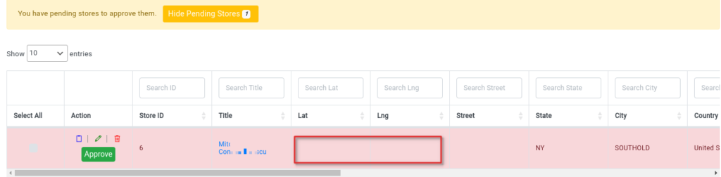 Missing Coordinates in Store Registration Form 1 pending stores