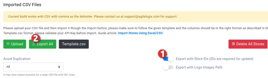 How can I Import Stores using CSV Sheet? 5 export stores csv file