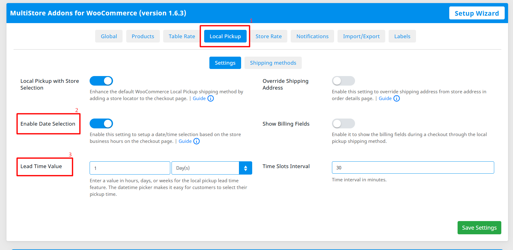 What is the “Lead Time” in Local Pickup? 2 lead time enable
