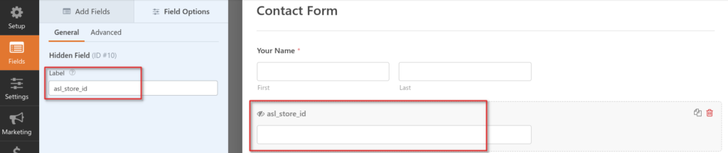 Integrating WPForms with Agile Store Locator 1 wpform hidden field