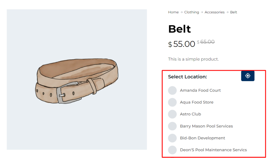 Store Selector Widget Type 2 radio butons