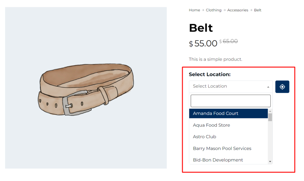 Store Selector Widget Type 1 select type 1