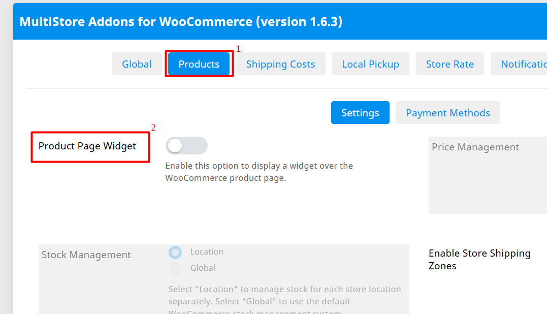 Store Selection at Check out Page 2 disable product widget