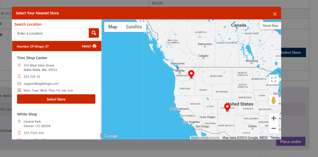 Store Selection at Check out Page 4 store locator selection