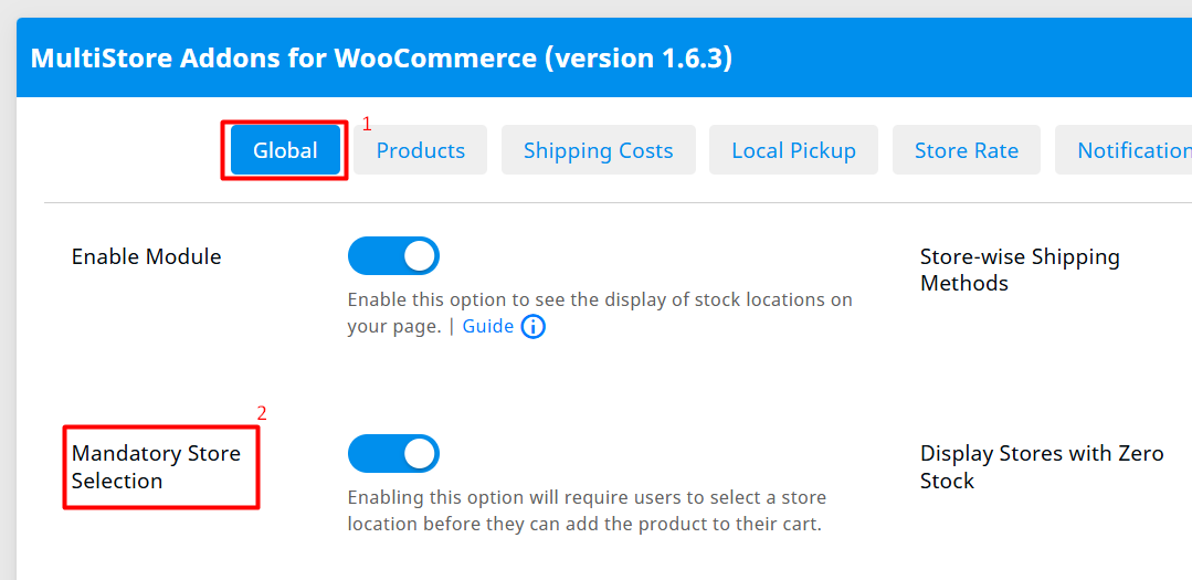 Mandatory Store Selection Option 3 store selection