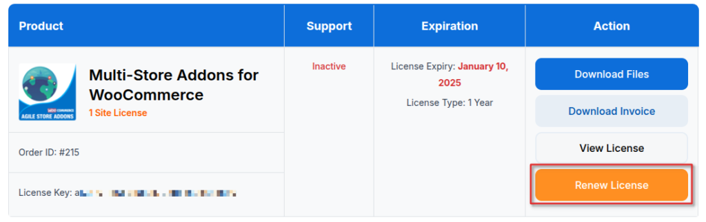 License & Support Renewal Guide 1 License renewal button