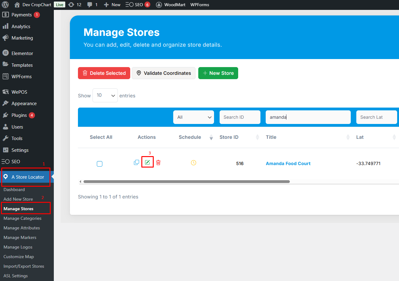 How to Link WePOS with Multi-Store Addons for WooCommerce 6 managestores