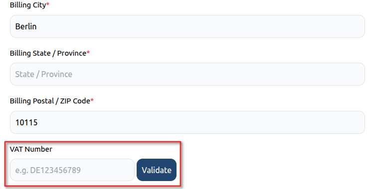 VAT Number on Checkout 1 form checkout vat field