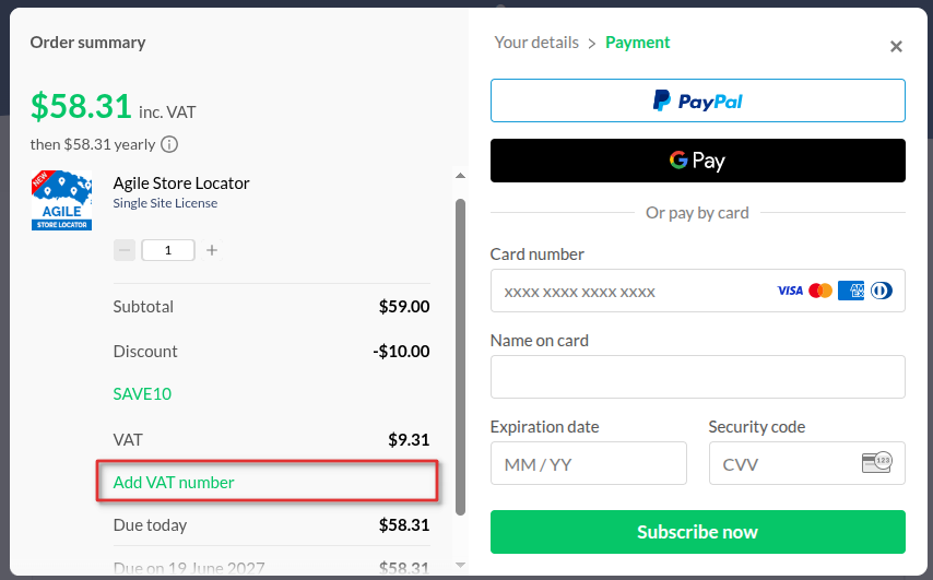VAT Number on Checkout 2 paddle checkout vat field